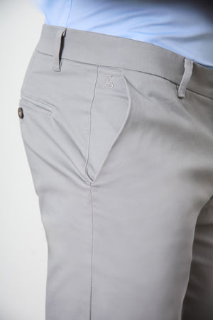 Muscle Fit Cotton Stretch Chino Trouser in Pale Grey - TAILORED ATHLETE - ROW