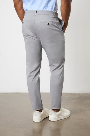 Muscle Fit Cotton Stretch Chino Trouser in Pale Grey - TAILORED ATHLETE - ROW