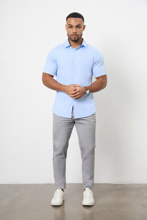 Short Sleeve Bamboo Shirt in Light Blue - TAILORED ATHLETE - ROW