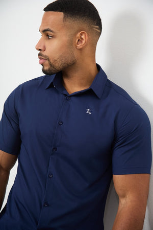 Short Sleeve Bamboo Shirt in Navy - TAILORED ATHLETE - ROW