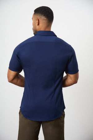 Short Sleeve Bamboo Shirt in Navy - TAILORED ATHLETE - ROW