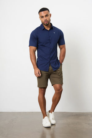 Short Sleeve Bamboo Shirt in Navy - TAILORED ATHLETE - ROW