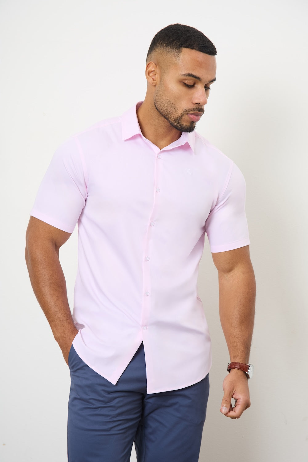 Short Sleeve Bamboo Shirt in Pink - TAILORED ATHLETE - ROW