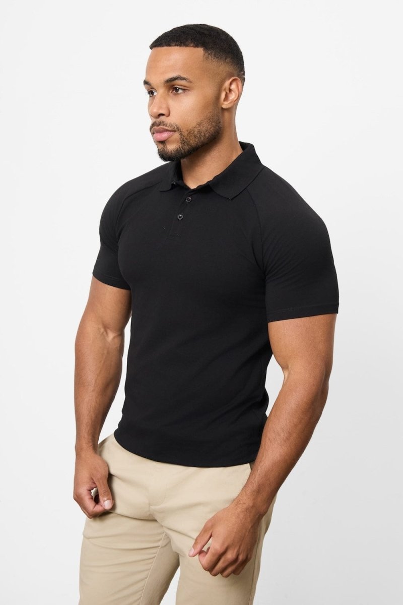 Muscle Fit Polo Shirt in Black - TAILORED ATHLETE - ROW
