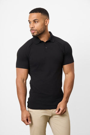 Muscle Fit Polo Shirt in Black - TAILORED ATHLETE - ROW