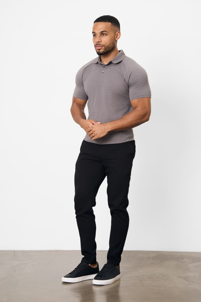 Muscle Fit Polo Shirt in Charcoal - TAILORED ATHLETE - ROW