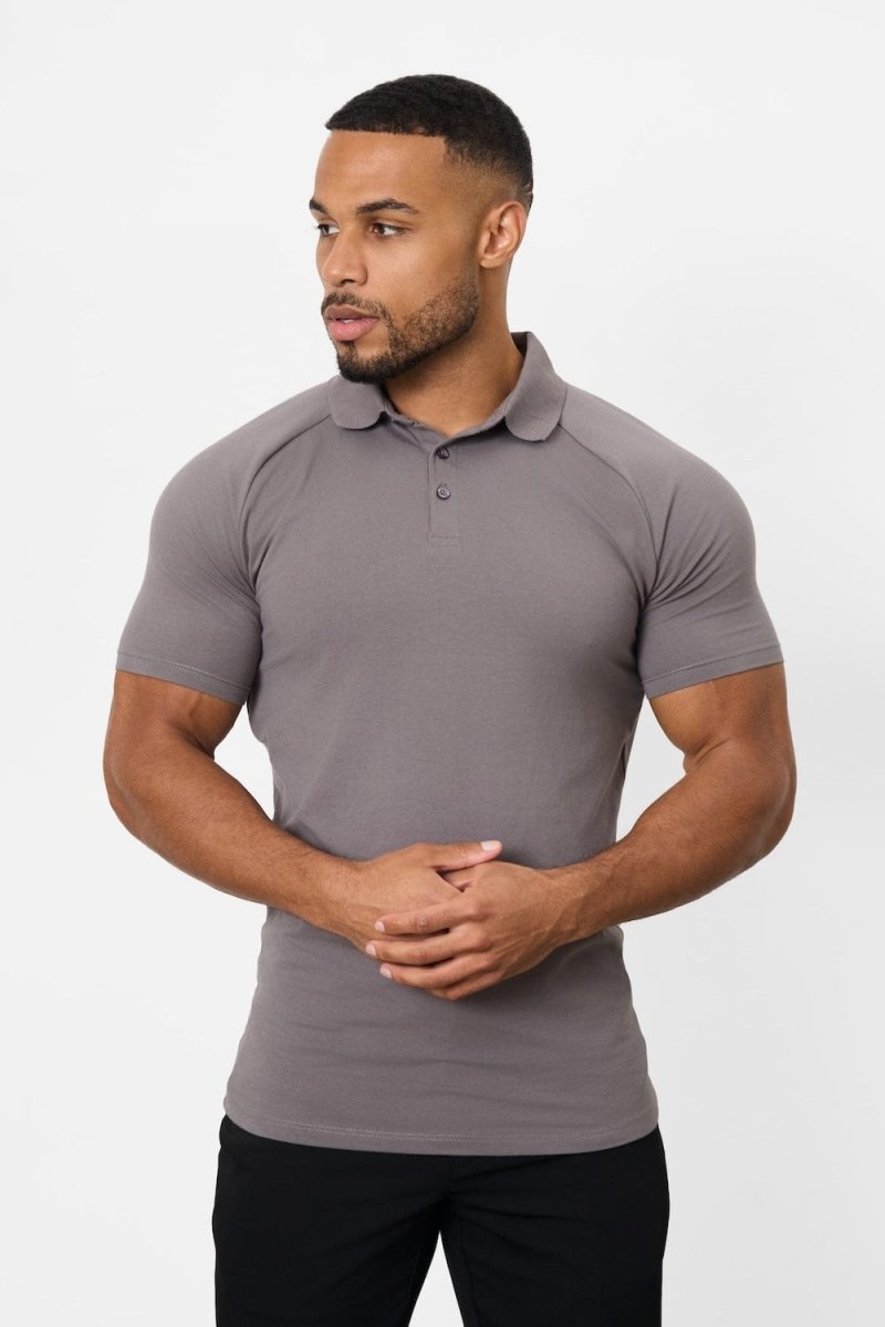 Muscle Fit Polo Shirt in Charcoal - TAILORED ATHLETE - ROW
