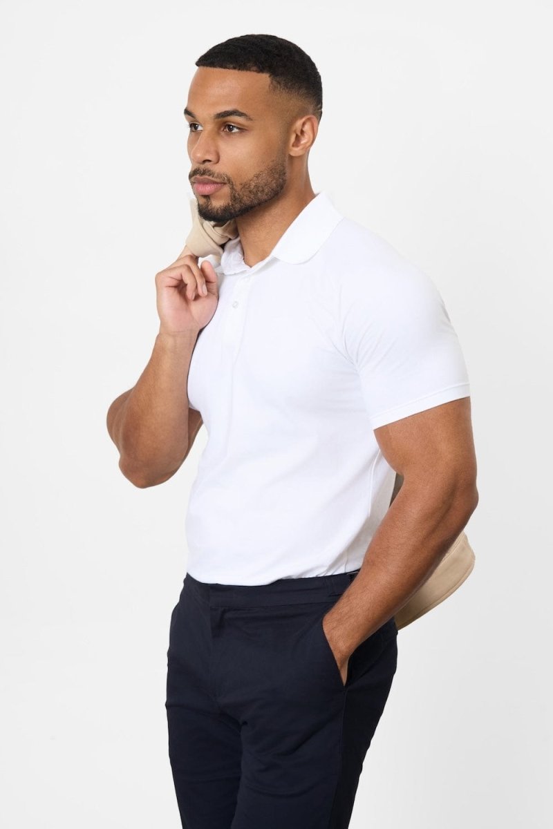 Muscle Fit Polo Shirt in White - TAILORED ATHLETE - ROW