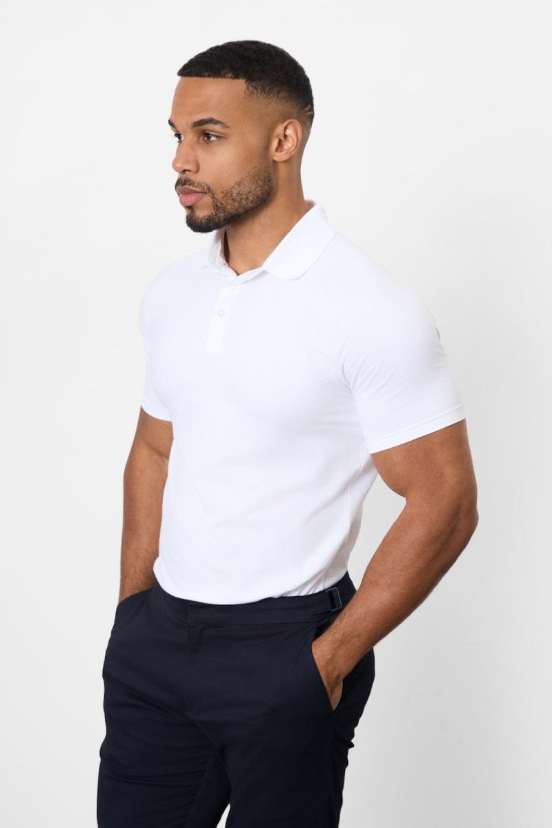 Muscle Fit Polo Shirt in White - TAILORED ATHLETE - ROW
