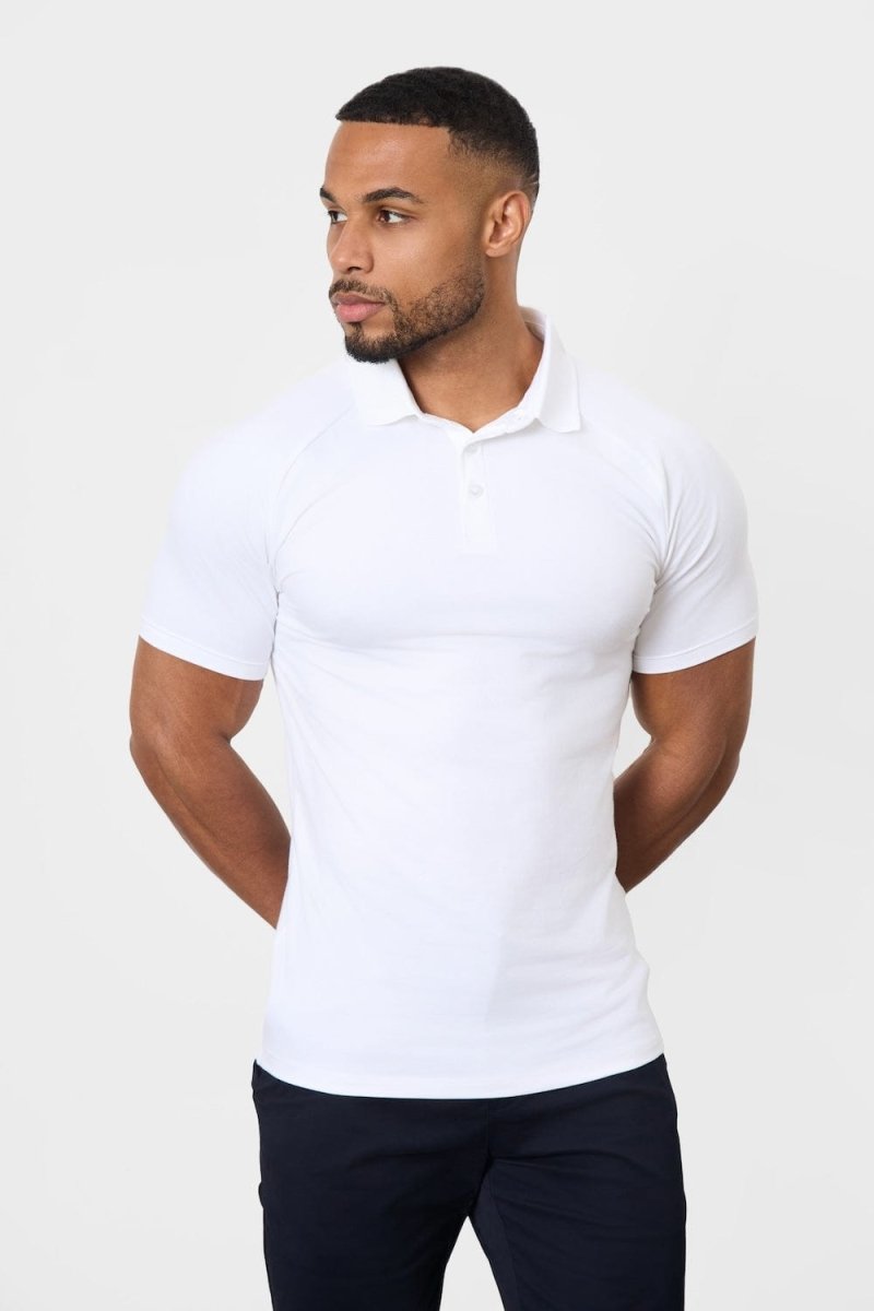 Muscle Fit Polo Shirt in White - TAILORED ATHLETE - ROW