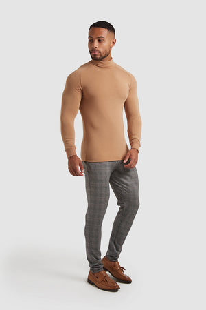 Knit Look Jersey Roll Neck in Camel - TAILORED ATHLETE - ROW