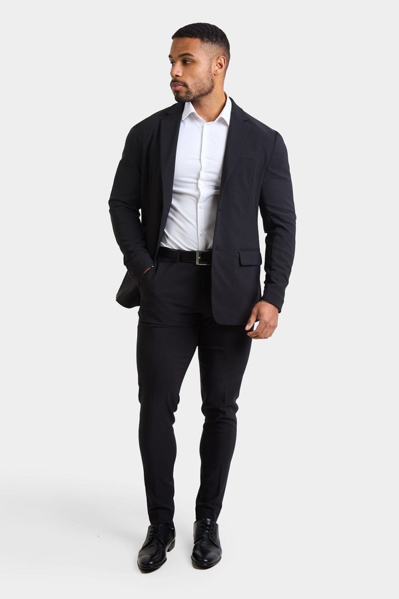 True Muscle Fit Tech Suit Jacket in Black