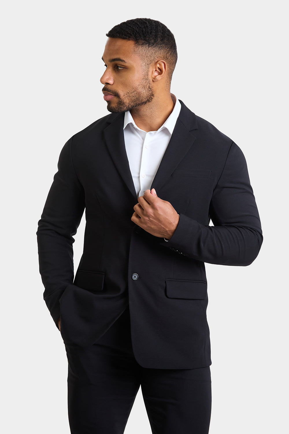 True Muscle Fit Tech Suit Jacket in Black - TAILORED ATHLETE - ROW