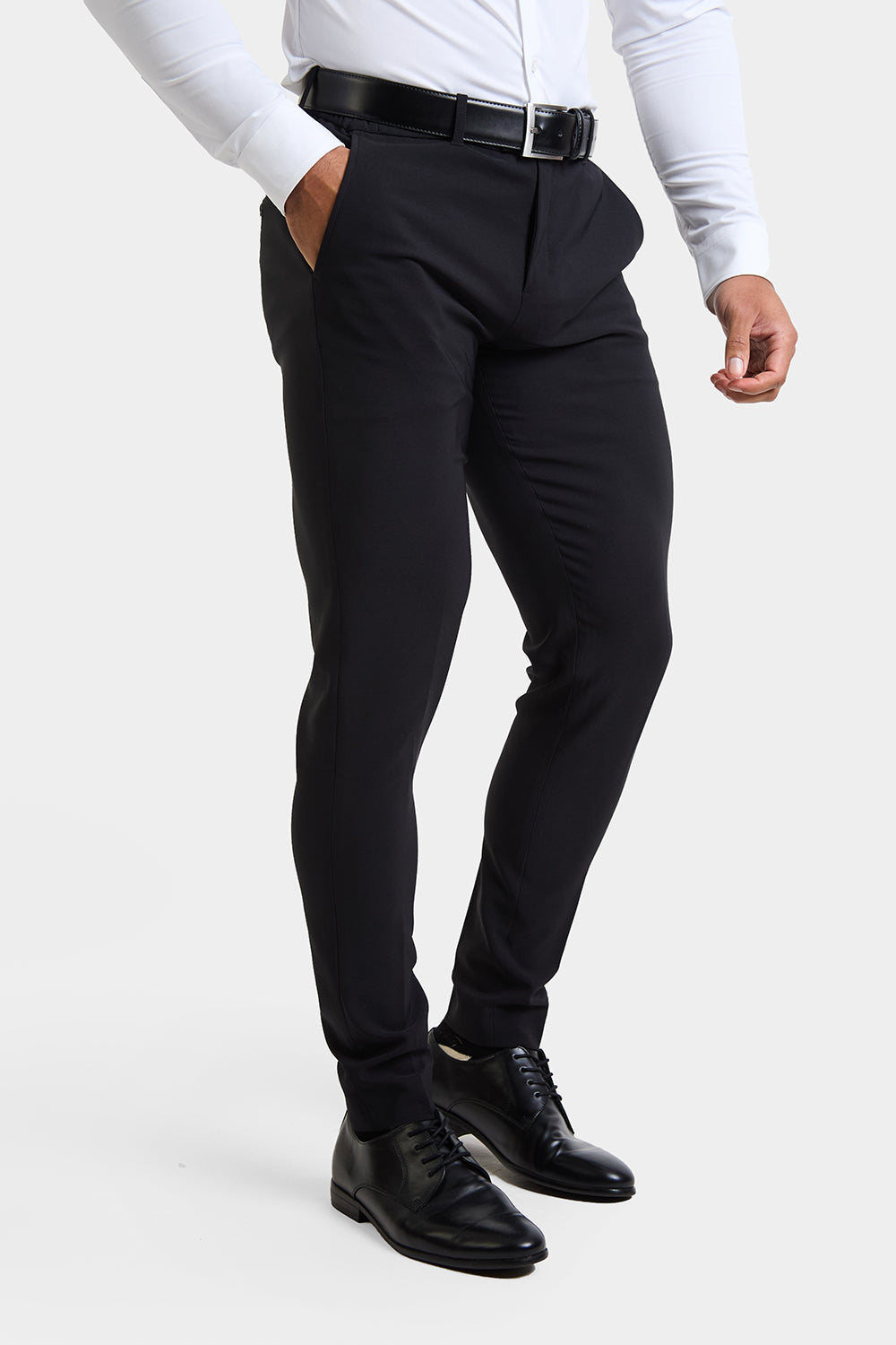 True Muscle Fit Tech Suit Trousers in Black - TAILORED ATHLETE - ROW