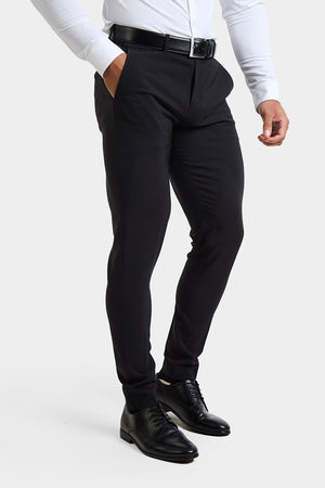 True Muscle Fit Tech Suit Trousers in Black - TAILORED ATHLETE - ROW