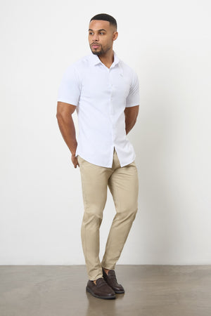 Short Sleeve Bamboo Shirt in White - TAILORED ATHLETE - ROW