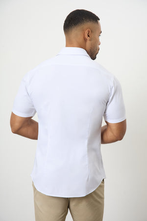 Short Sleeve Bamboo Shirt in White - TAILORED ATHLETE - ROW