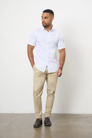 Short Sleeve Bamboo Shirt in White - TAILORED ATHLETE - ROW