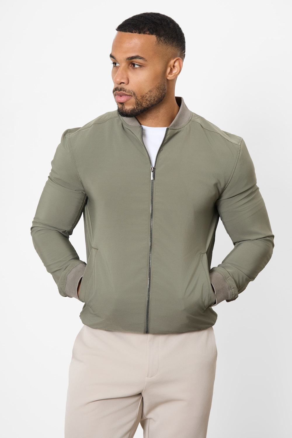 Light Weight Bomber Jacket in Khaki
