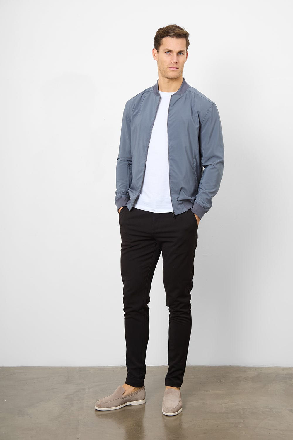 Light Weight Bomber Jacket in Graphite - TAILORED ATHLETE - ROW