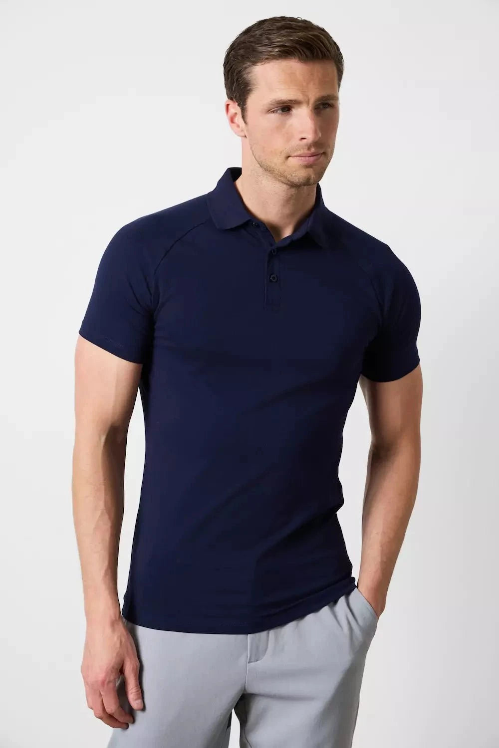 Muscle Fit Polo Shirt in Navy - TAILORED ATHLETE - ROW