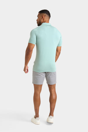 Buttonless Open Collar Polo Shirt in Soft Sage - TAILORED ATHLETE - ROW