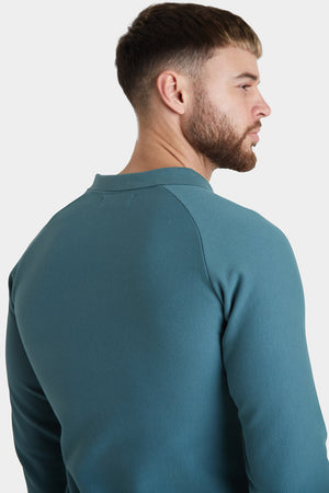Textured Open Collar Polo in Peacock - TAILORED ATHLETE - ROW