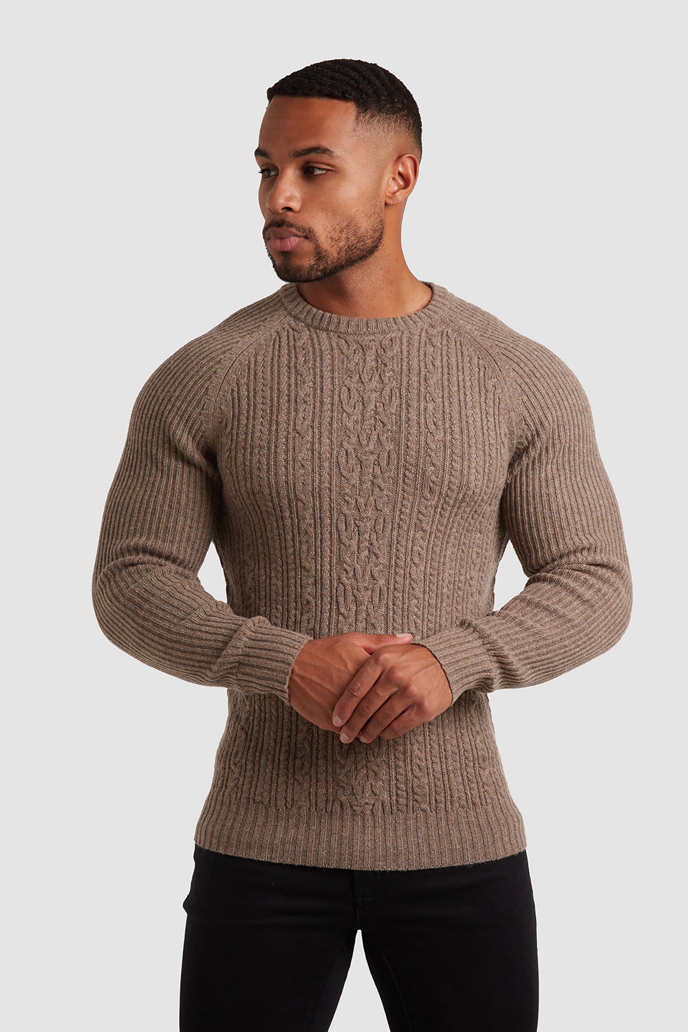 Cable Knit (LS) in Dark Oatmeal - TAILORED ATHLETE - ROW