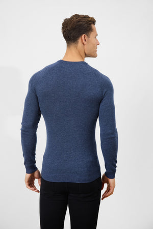 Cashmere Blend Crew Neck in Navy - TAILORED ATHLETE - ROW