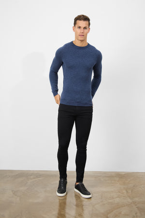 Cashmere Blend Crew Neck in Navy - TAILORED ATHLETE - ROW