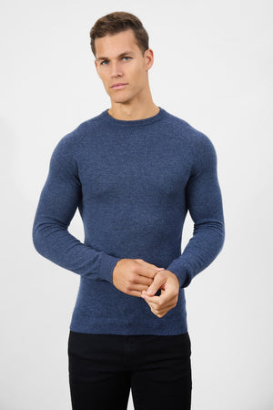 Cashmere Blend Crew Neck in Navy - TAILORED ATHLETE - ROW