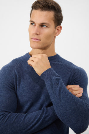 Cashmere Blend Crew Neck in Navy - TAILORED ATHLETE - ROW