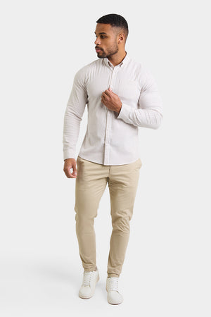 Striped Oxford Shirt in Stone White - TAILORED ATHLETE - ROW