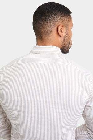 Striped Oxford Shirt in Stone White - TAILORED ATHLETE - ROW
