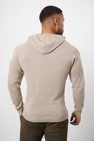 Cotton Knitted Hoodie in Stone - TAILORED ATHLETE - ROW