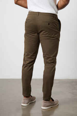 Muscle Fit Cotton Stretch Chino Trousers in Khaki - TAILORED ATHLETE - ROW