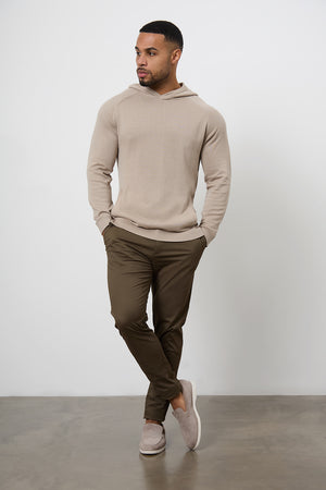 Cotton Knitted Hoodie in Stone - TAILORED ATHLETE - ROW