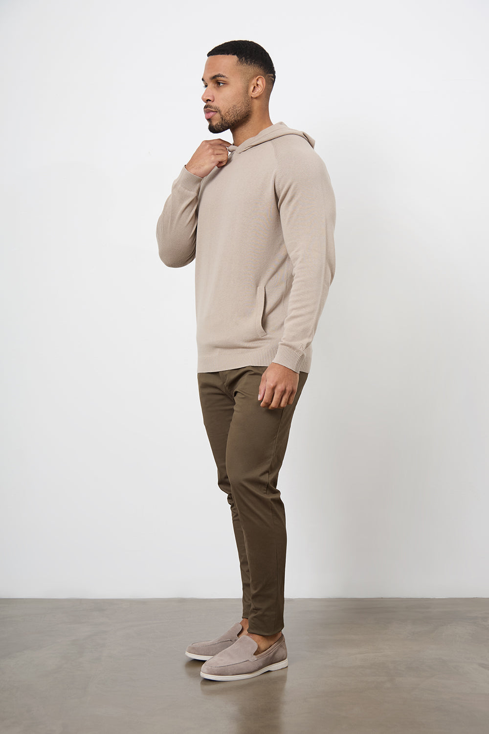 Cotton Knitted Hoodie in Stone - TAILORED ATHLETE - ROW