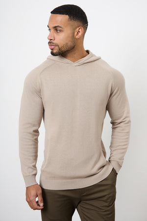 Cotton Knitted Hoodie in Stone - TAILORED ATHLETE - ROW