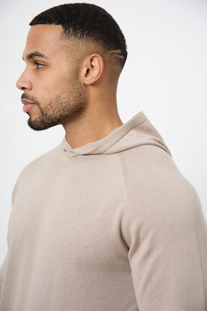 Cotton Knitted Hoodie in Stone - TAILORED ATHLETE - ROW