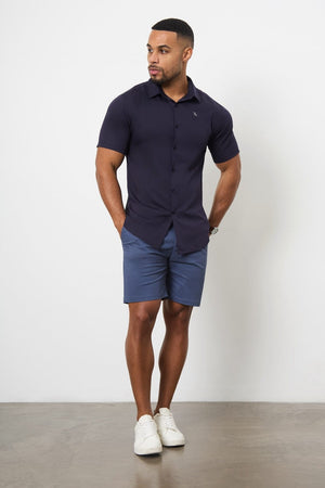 Muscle Fit Drawstring Chino Short - Shorter Length in Airforce - TAILORED ATHLETE - ROW