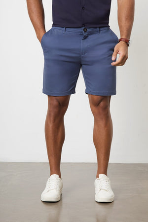 Muscle Fit Drawstring Chino Short - Shorter Length in Airforce - TAILORED ATHLETE - ROW