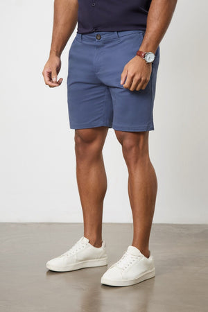 Muscle Fit Drawstring Chino Short - Shorter Length in Airforce - TAILORED ATHLETE - ROW