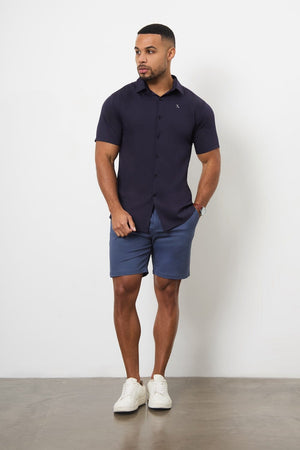 Muscle Fit Drawstring Chino Short - Shorter Length in Airforce - TAILORED ATHLETE - ROW