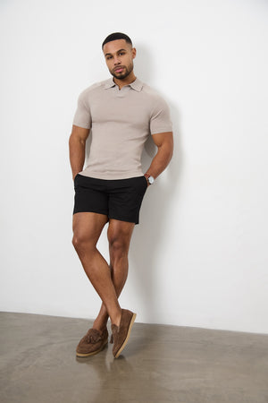 Muscle Fit Chino Shorts - Shorter Length in Black - TAILORED ATHLETE - ROW