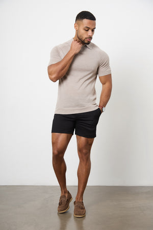 Muscle Fit Chino Shorts - Shorter Length in Black - TAILORED ATHLETE - ROW