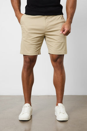 Muscle Fit Chino Shorts in Stone - TAILORED ATHLETE - ROW