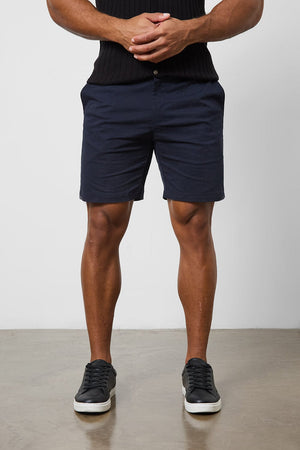 Muscle Fit Chino Shorts in Navy - TAILORED ATHLETE - ROW