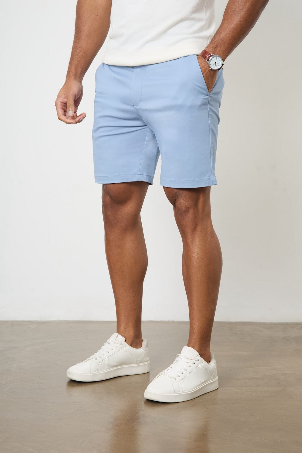 Muscle Fit Chino Shorts in Light Blue - TAILORED ATHLETE - ROW