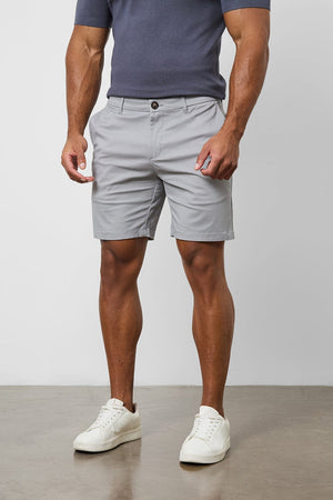 Muscle Fit Chino Shorts in Pale Grey - TAILORED ATHLETE - ROW